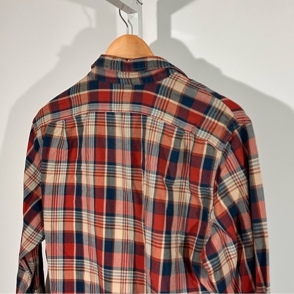 J.Crew broken-in plaid flannel popover red navy soft brushed cotton M classic - Picture 6 of 7